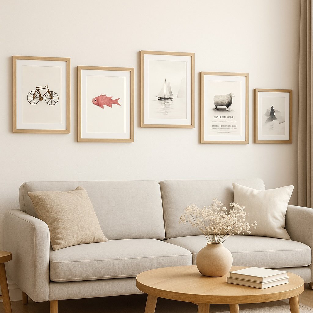 Love & Paper minimalist prints in a styled interior